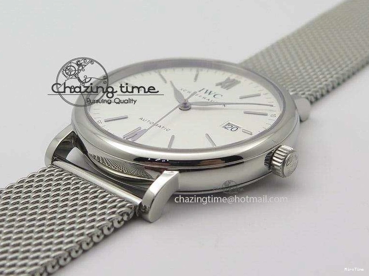 MIROTIME 0116 Portofino SCHAFFHAUSEN SS MKF 1:1 Best Edition White Dial On Mesh Bracelet A TravelReady 7341